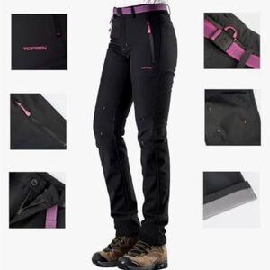 Women’s Black Skinny Hiking Pants with Pink Accents